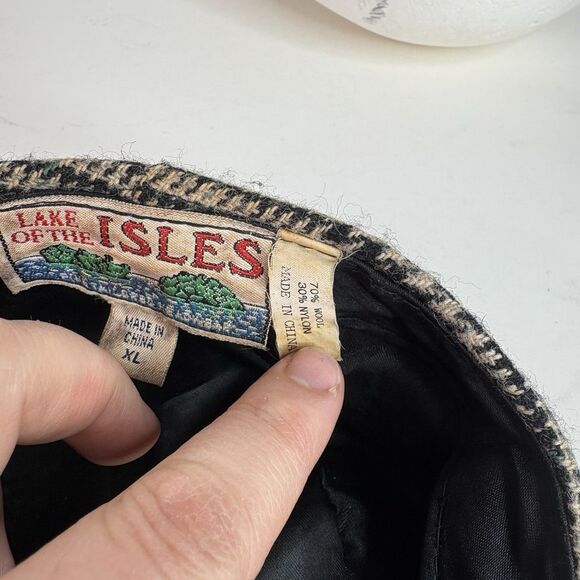 Vintage Newsboy Style Hat, Wool Blend, Black And Grey, Lake Of The Isle - Picture 7 of 9